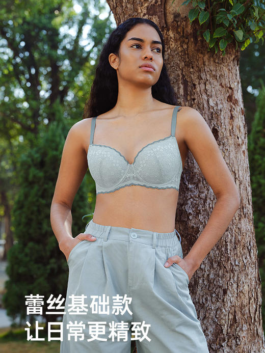 【小花漾】遐1mm超薄全罩杯蕾丝内衣女大码防下垂大胸显小文胸罩 商品图3