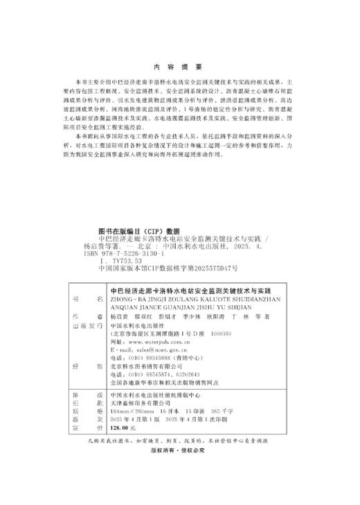 中巴经济走廊卡洛特水电站安全监测关键技术与实践 商品图3