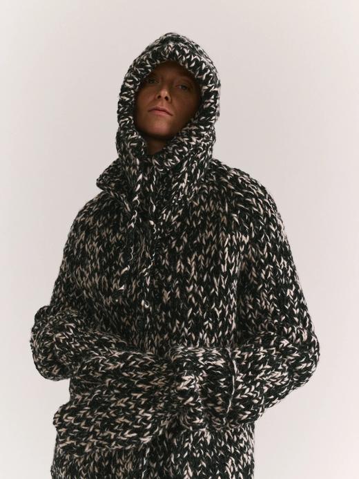 Casey Casey 25AW 黑白混色/藕白羊毛手织巴拉克拉法帽 商品图11