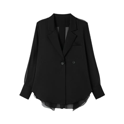 丁摩 夏季新款真丝桑蚕丝西装女套装薄款长袖绸缎上衣通勤短裤两件套5ZF-467 商品图4