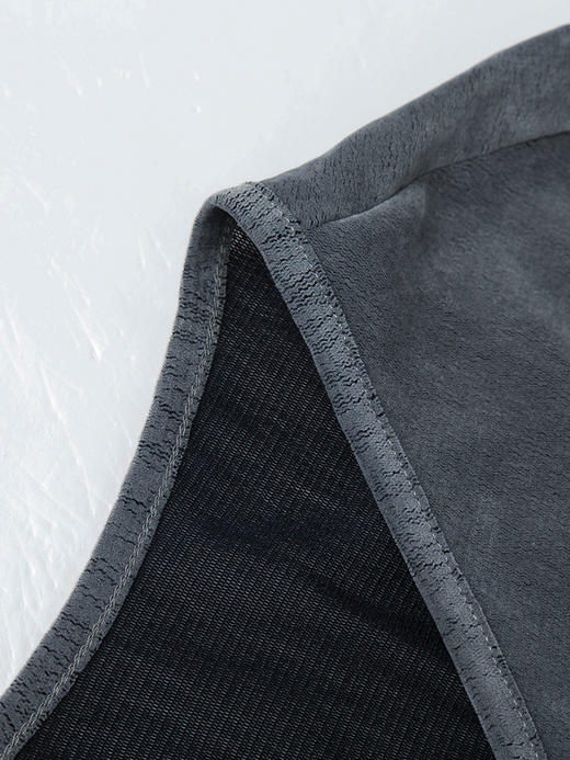 灰色丝绒上衣女秋季新款 V 领褶皱设计感小众长袖修身短款衬衫 商品图2