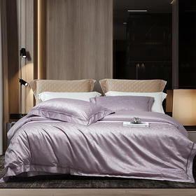 140支长绒棉染色提花四件套 韵幻紫灰