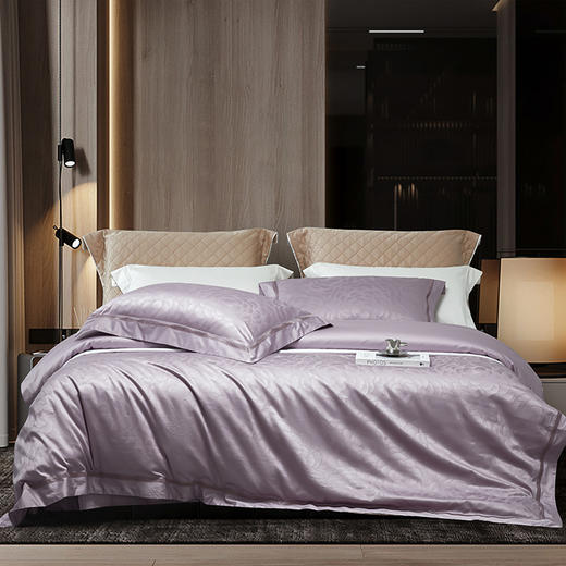 140支长绒棉染色提花四件套 韵幻紫灰 商品图0