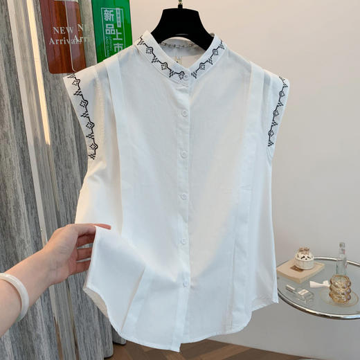 GYH 7357无袖衬衫刺绣马甲背心休闲气质小衫 商品图2