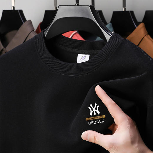 雀说重磅纯棉卫衣新款宽松落肩圆领韩版长袖男士打底衫AL 商品图12