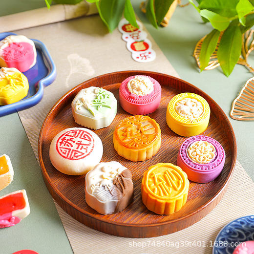 月饼礼盒装桃山奶黄流心冰淇淋冰皮五仁金九月饼广式中秋厂家批发 商品图3