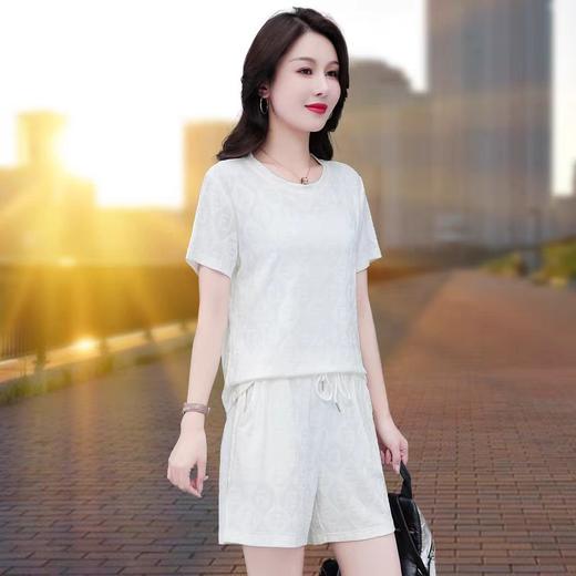 雀说冰丝短袖短裤套装女士新款女装休闲运动跑步五分裤两件套AL2586 商品图8