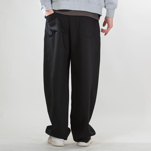 DRONKOO 2025 抽绳松紧腰斜袋前破缝口袋捏褶中厚卫裤长裤 商品图4