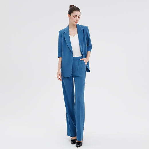 IWY/气质孔雀蓝西装套装休闲宽松主持人上镜职业装酒店经理正装 商品图3