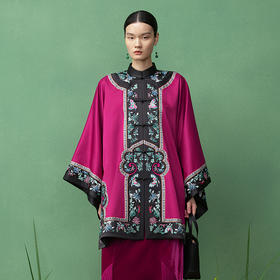 【林栖设计小店】（现货）姹紫嫣红丝棉缎外套改良氅衣绣花2025秋季新款上衣女1953076