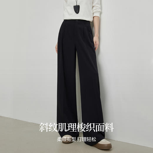【专属特价】熙世界黑色显瘦阔腿裤女春秋2025新款通勤垂感休闲高腰西装直筒裤 商品图3