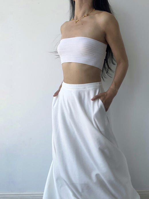 ZAANLI｜ZNSS25006 人造丝肌理针织抹胸 [ 白 ] 商品图0