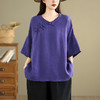 GYH 7353复古简约纯色休闲上衣 商品缩略图3
