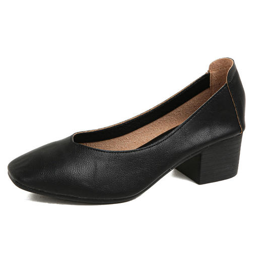 软底新款舒适透气低跟方头浅口单鞋女款软棉平底不磨脚奶奶鞋上班 商品图10