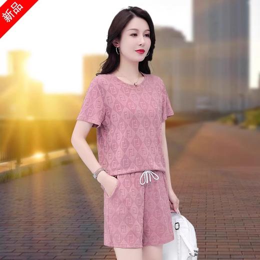 雀说冰丝短袖短裤套装女士新款女装休闲运动跑步五分裤两件套AL2586 商品图0