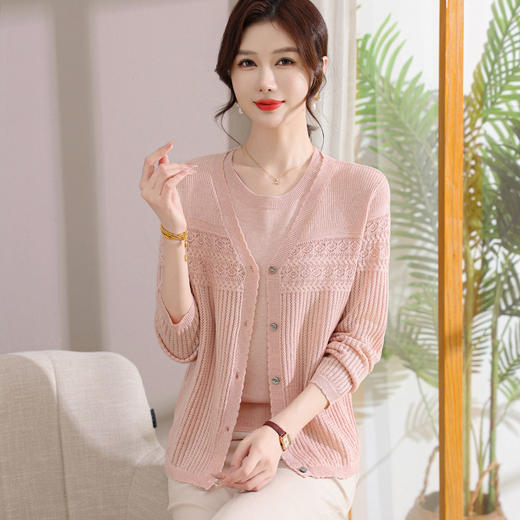 W018-9058-100-168中年妈妈春秋装毛衣洋气两件套打底上衣2025新款中老年针织衫女装 商品图2