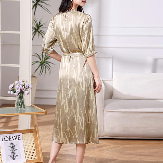 丁摩 真丝连衣裙女装夏季新款缎面优雅宽松收腰气质真丝A字潮裙子5ZF-8562 商品图1