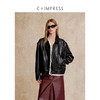 C+IMPRESS/西嘉黑色皮衣外套女25秋季复古老钱风油蜡皮PU皮夹克WT2503006 商品缩略图1
