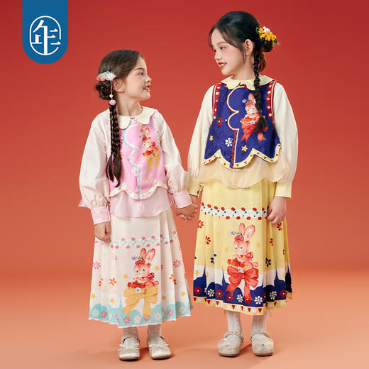年衣童装马甲半裙套装25秋季新款女童中式国风马面裙两件套桂朵摇摇套装 商品图0