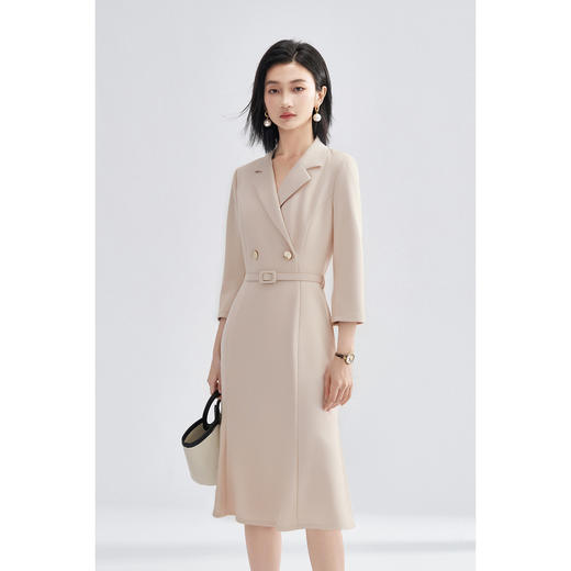 「杏影绰约」西装裙 米思阳2026春季新款气质通勤西装连衣裙简约高级感长袖正装裙子女4243 商品图2