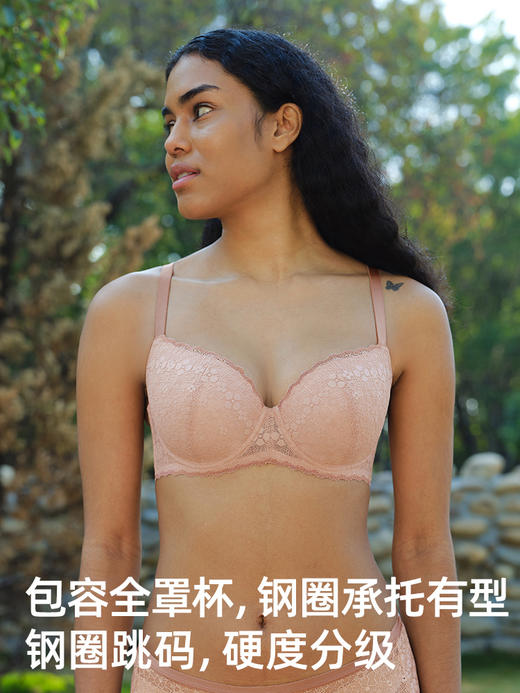 【小花漾】遐1mm超薄全罩杯蕾丝内衣女大码防下垂大胸显小文胸罩 商品图2
