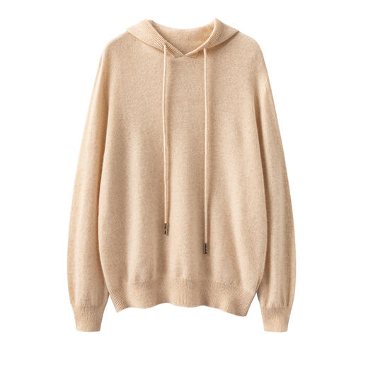 叠穿神器 纯山羊绒无缝连帽衫保暖毛衣女 商品图0