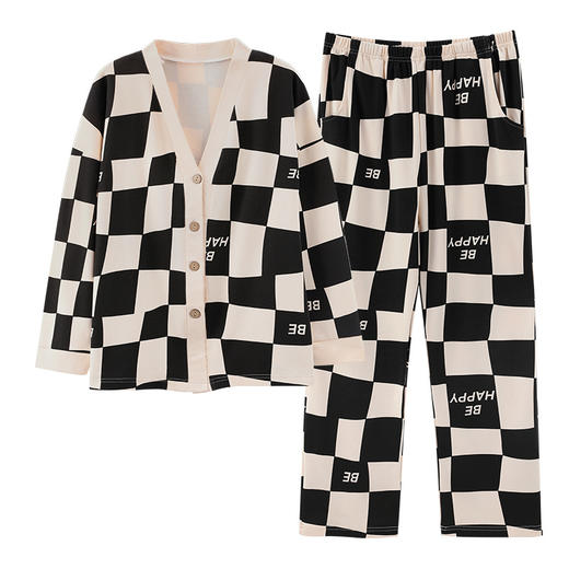 雀说 开衫时尚睡衣女长袖长裤纯棉春秋款家居服 商品图4