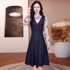 QYM 73C2510 -Y打底衫+背心裙两件套时尚牛仔裙套装