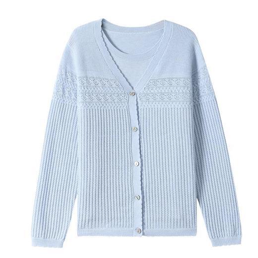 W018-9058-100-168中年妈妈春秋装毛衣洋气两件套打底上衣2025新款中老年针织衫女装 商品图4