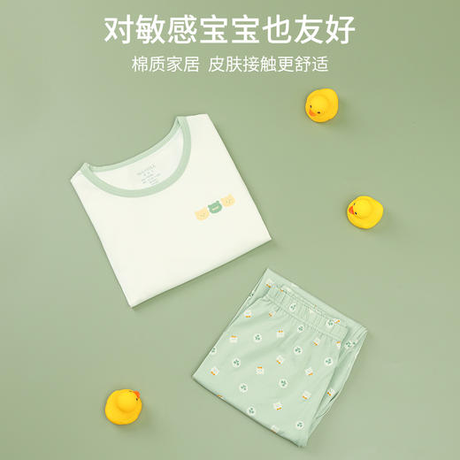 熳洁儿  男女童7分袖可爱简约家居服95棉睡衣小中大童23253603/23203662 商品图10