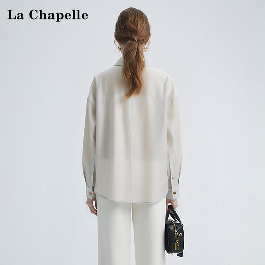 天猫同步【天丝+亚麻】拉夏贝尔/La Chapelle时尚气质轻通勤长袖衬衫高品质夏季凉感外搭衬衣薄款 商品图4