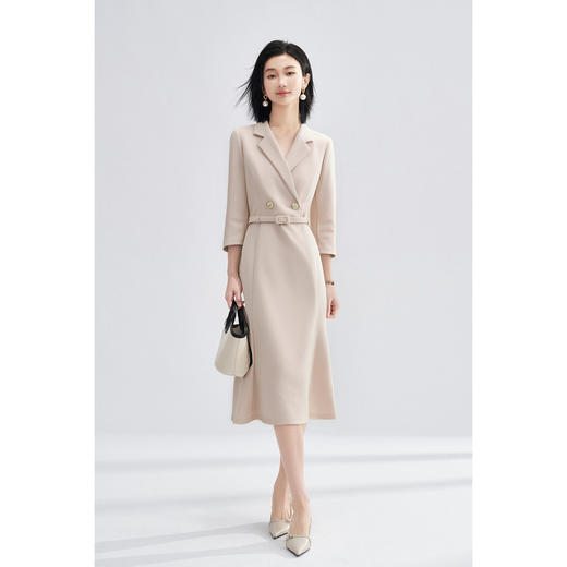 「杏影绰约」西装裙 米思阳2026春季新款气质通勤西装连衣裙简约高级感长袖正装裙子女4243 商品图3