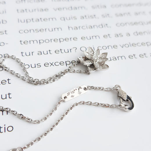 【95新】VCA梵克雅宝Lotus系列VCARP0ZW00 迷你18K白金满钻镂空Lotus莲花项链女士现售价：22000！120825NJS10 商品图5