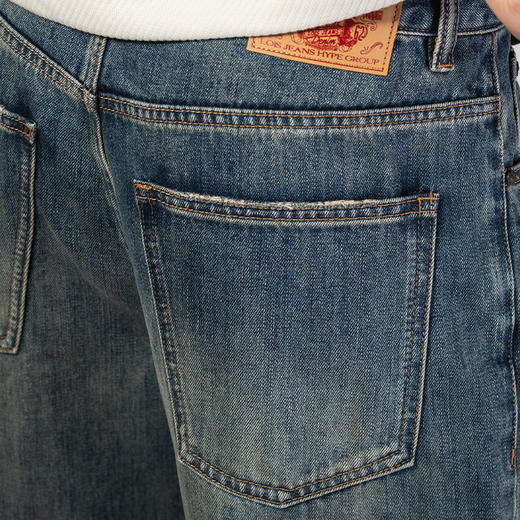 DRONKOO 2025 正常腰复古钉扣复古洗水中厚牛仔长裤 商品图4