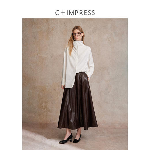 C+IMPRESS/西嘉|百变造型设计感高智扭扭衬衫女长袖立领廓形上衣 商品图3