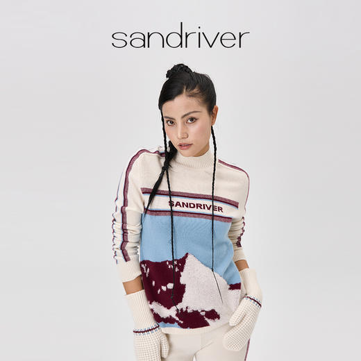 羊绒圆领嵌花女套衫  SJF97W279N 商品图12