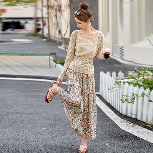 时尚休闲套装，背心+外套+印花半裙三件套裙子HR-ZYQ2527 商品图2