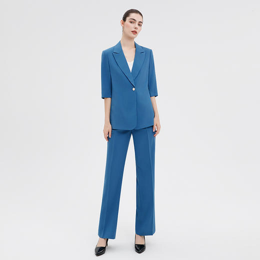 IWY/气质孔雀蓝西装套装休闲宽松主持人上镜职业装酒店经理正装 商品图4