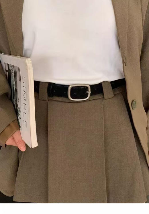 分镜头设计师品牌真皮麂皮腰带女士装饰时尚简约高级感港式复古文艺针孔皮带 商品图3