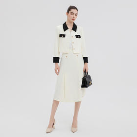 IWY/气质小香风西装套裙女法式名媛米白色珠宝设计师职业裙装C15116+S15116