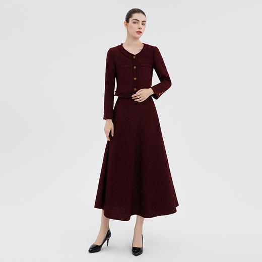 IWY/高级感酒红色西装套裙女秋季长袖显白职业裙装工作服C15117+S15117 商品图1
