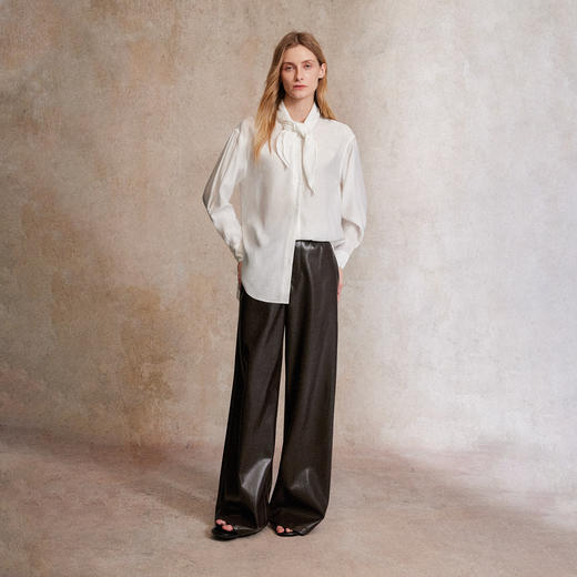 C+IMPRESS/西嘉|人棉羊毛混纺 时髦造型感老钱风高智多穿系带衬衫CS2503052 商品图2