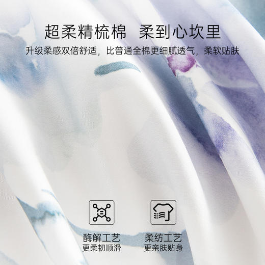 雅芳婷100%全棉床上五件套纯棉田园风贡缎印花被套床笠薄被芯套件 商品图1