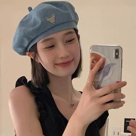 雀说 前进帽春秋季牛仔贝雷帽简约大头围蓓蕾画家帽BL