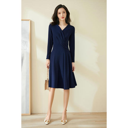 剩XL 巴黎夜幕冷调裙 米思阳2026春季知性优雅风收腰显瘦大摆裙连衣裙中长款裙子女4312 商品图3