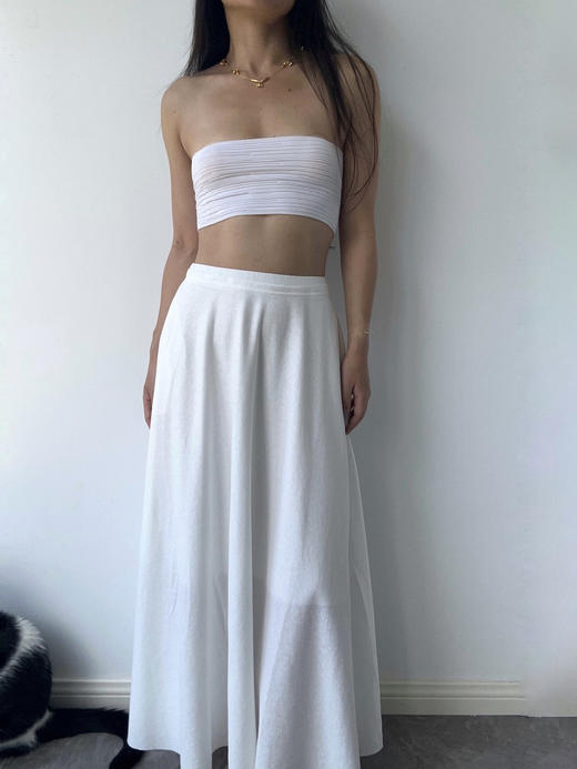 ZAANLI｜ZNSS25006 人造丝肌理针织抹胸 [ 白 ] 商品图2