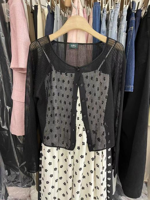 丁摩 天丝亚麻防晒外搭精致镂空冰丝休闲慵懒薄款微透针织开衫女5ZF-5188 商品图7