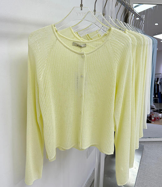 丁摩 天丝亚麻防晒外搭精致镂空冰丝休闲慵懒薄款微透针织开衫女5ZF-5188 商品图5