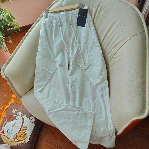 点此购买 MOCO春秋季女士抽绳高腰棉阔腿裤工装裤 ggd 327570 商品图8