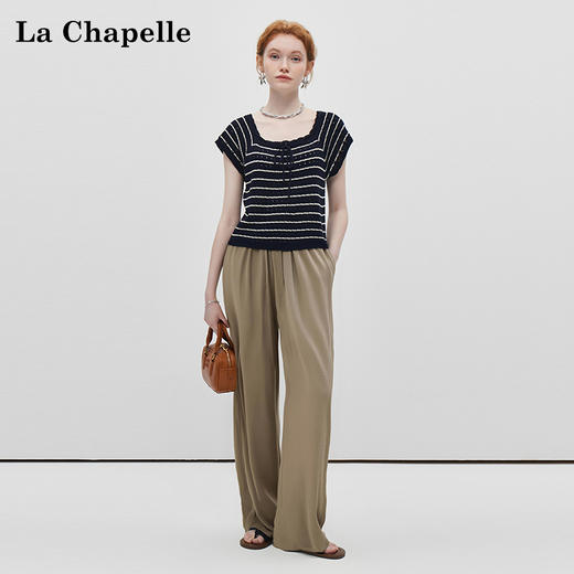 天猫同步【垂感/遮肉/显瘦】拉夏贝尔/La Chapelle松紧抽绳休闲裤女宽松百搭小个子垂感直筒长裤★ 商品图1
